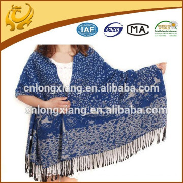 Custom Design Women's Long Thick Tassel Fashion Floral Cotton Shawl Pashmina